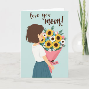 Cartão de Arte Floral Amo Você Mamãe
