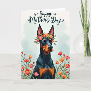 Cartão de Arte Floral com Cachorro em Folha de Our