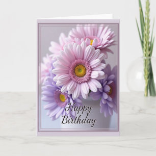 Cartão de Arte Floral de Aniversário Suave