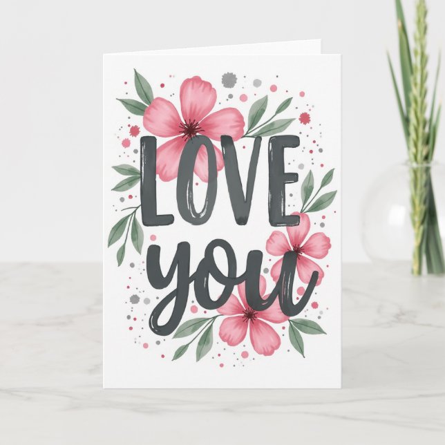 Cartão de Arte Floral Eu Te Amo (Frente)