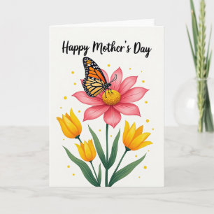 Cartão de Arte Floral para Dia das Mães da Tia