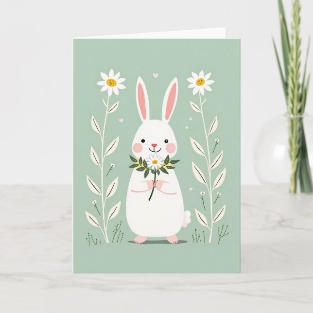 Cartão de Arte Fofo Bunny Daisy (Frente)