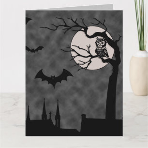 CARTÃO DE ARTE GÓTICO DE HALLOWEEN MORCEGOS LUA AS