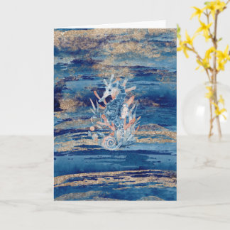 Cartão de Arte Marinha Azul Costeira