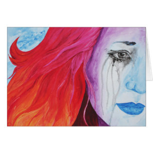 Cartão de Arte Mulher Triste Arco-Íris Surreal Per