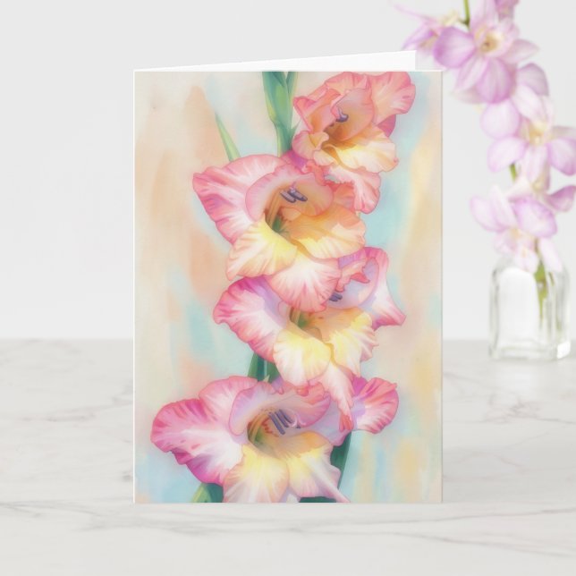 Cartão de Arte para Amante de Flores com Gladiolos (Orquídea)