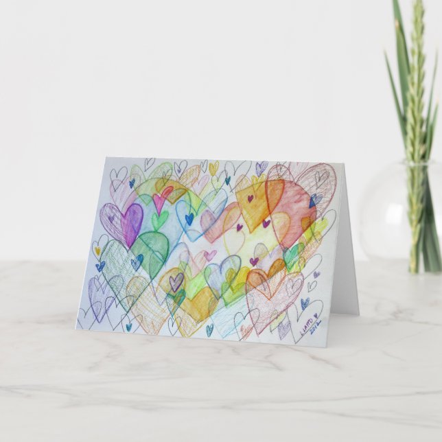 Cartão de Arte Personalizado de Pintura de Coraçõe (Frente)