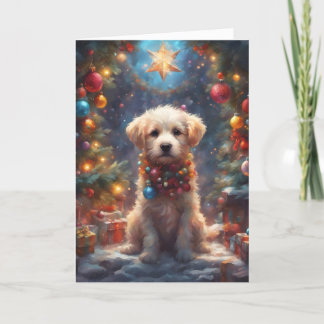 Cartão de Arte Puppy do Natal Labradoodle