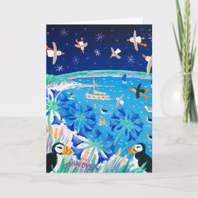 Cartão de Arte: Scilly Puffins e Gulls, Pentle Bay (Frente)