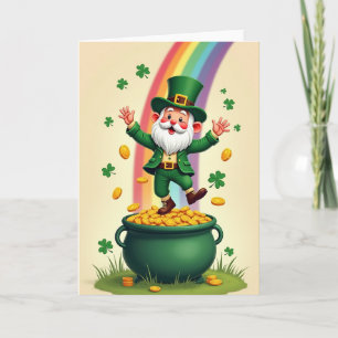 Cartão de Arte Vetorial Retro de Ouro de Leprechau
