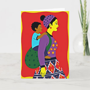 Cartão de Arte Vibrante da Mãe e do Filho