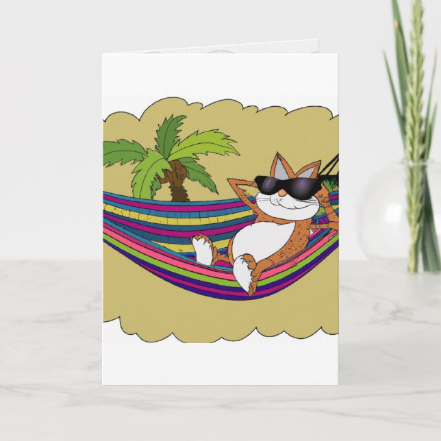 Cartão de Artes de Gato em uma Hammock (Frente)