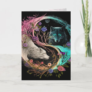 Cartão de Artes Gráficas Urso Polar Lobo Yin Yang