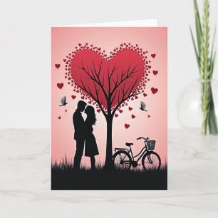 Cartão de árvore de amor para casal de namorados