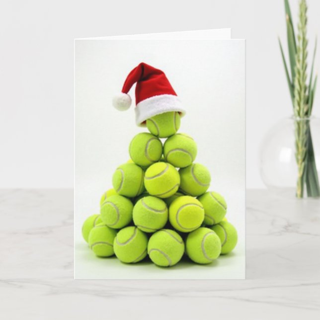 Cartão de árvore de bola de tênis de Natal (Frente)