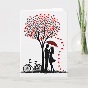 Cartão de árvore de casal de amor de São Valentim