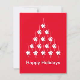 Cartão de Árvore de Estrelas de Neve Vermelha sobr