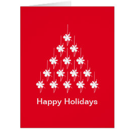 Cartão de Árvore de Estrelas de Neve Vermelha sobr