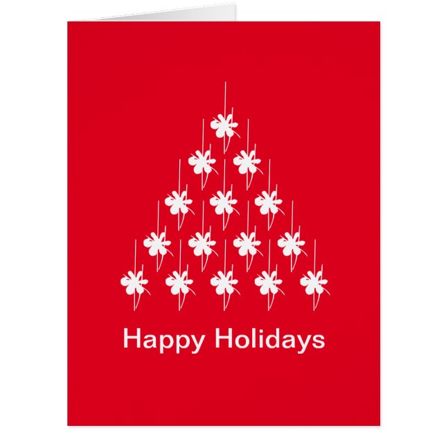 Cartão de Árvore de Estrelas de Neve Vermelha sobr (Frente)