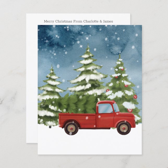 Cartão de Árvore de Foto do Caminhão Vermelho BUDG (Frente/Verso)