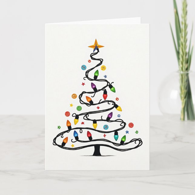Cartão de Árvore de Natal com Luzes Piscantes (Frente)