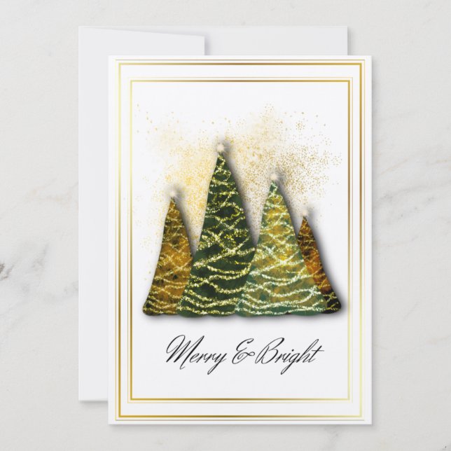 Cartão de árvore de Natal elegante – Feliz Natal M (Frente)