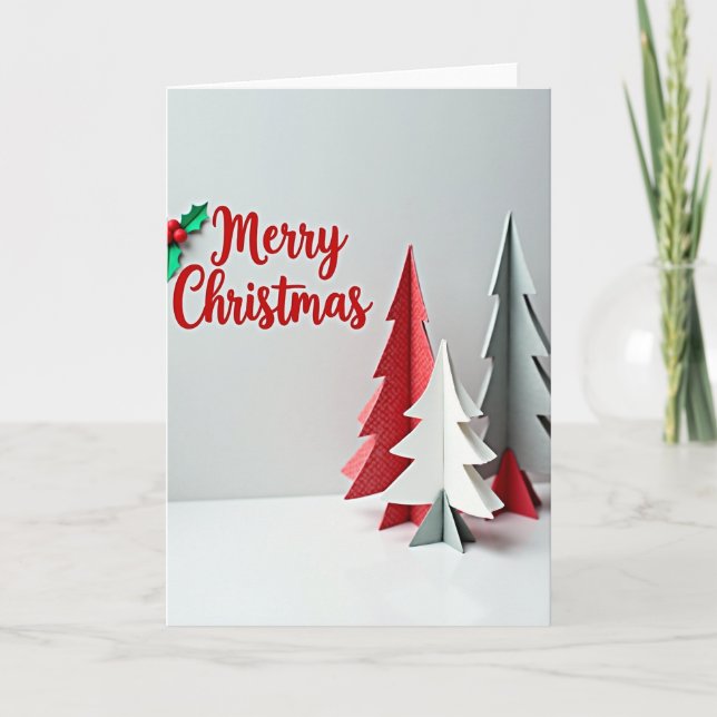 Cartão de Árvore de Natal em Papel Feliz Natal (Frente)