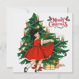 Cartão de árvore de natal Merry Vintage