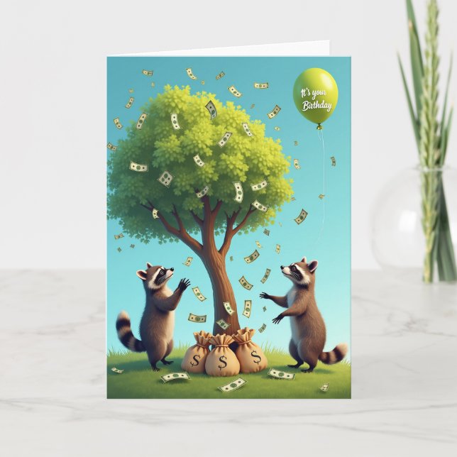 Cartão de Árvore do Dinheiro de Aniversário Doce (Frente)