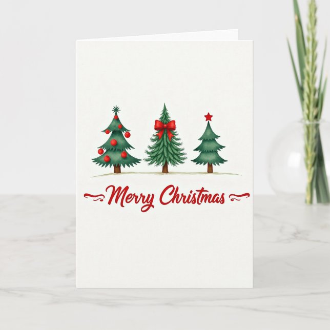 Cartão de Árvores de Natal Feliz (Frente)