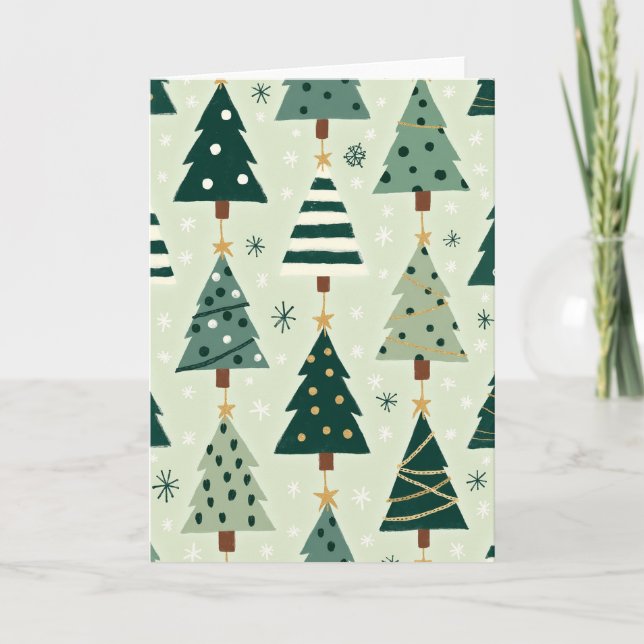 Cartão de Árvores de Natal Verdes (Frente)