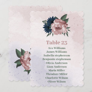 cartão de assento botânico das flores rosa e marin