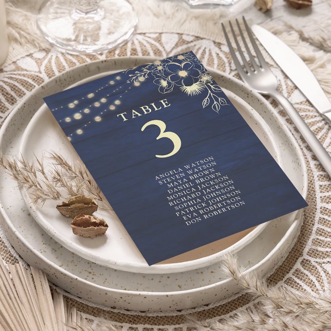 Cartão de Assento de Casamento Azul Marinho (Criador carregado)
