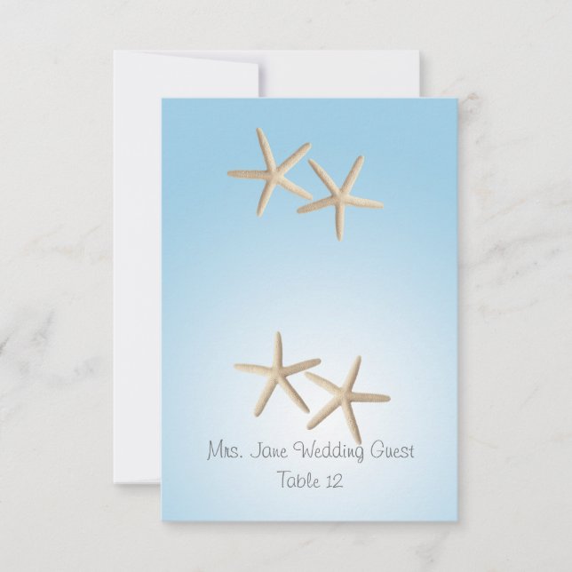 Cartão de Assento de Casamento de Estrela-do-Mar (Frente)