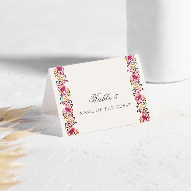 Cartão de Assento de Casamento Floral Pérola Cisne (Criador carregado)