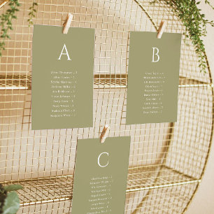 Cartão de Assento de Casamento Matcha em Ordem Alf