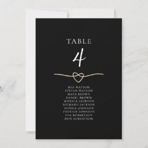Cartão de Assento de Mesa de Casamento Preto Doura
