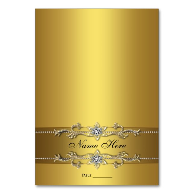 Cartão de Assento Elegante Dourado (Frente)