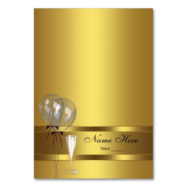 Cartão de Assento Elegante Dourado (Frente)