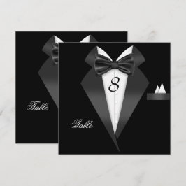 Cartão de Assento Número da Mesa Preto Tuxedo