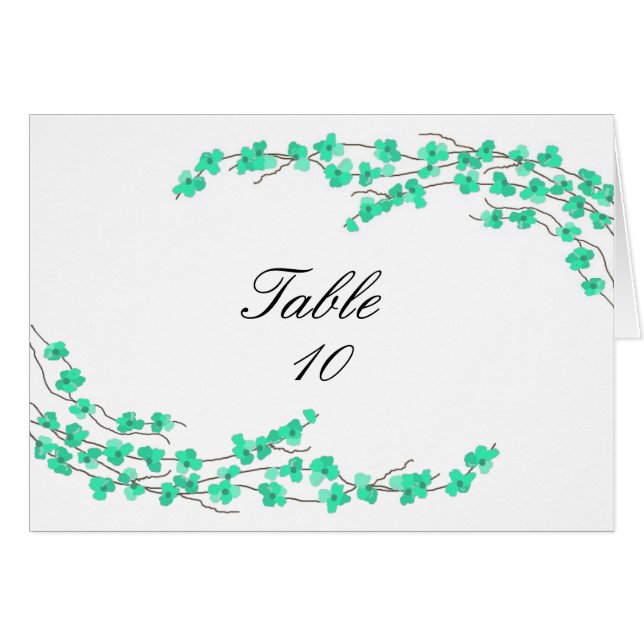 Cartão de Assento para Mesa - Flores Turquesa (Frente horizontal)