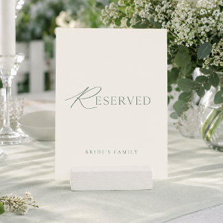 Cartão de Assento Reservado Minimalista Verde Sage