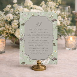 Cartão de Assentos de Casamento Floral Verde Salvi