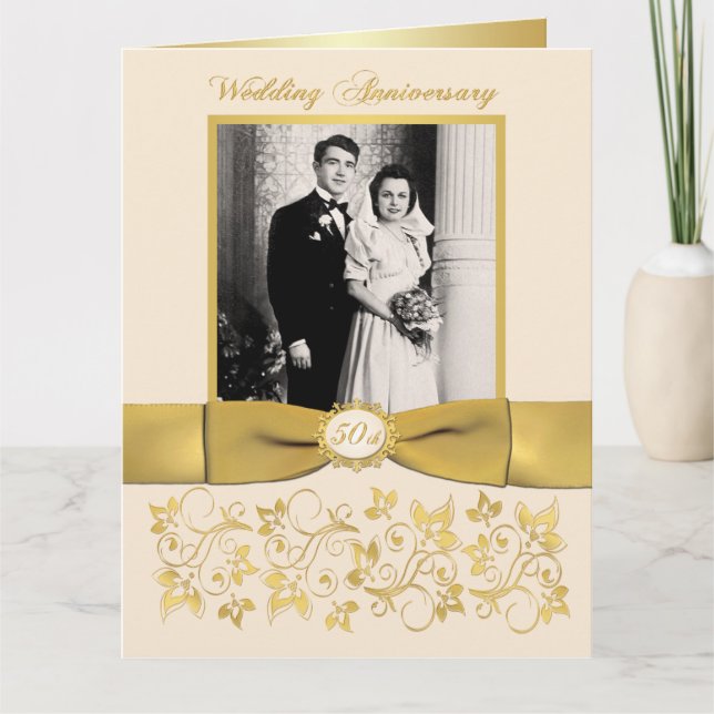 Cartão de Assinatura de Convidado de Foto do 50º A (Frente)