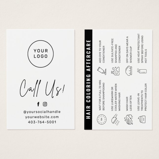 Cartão de Atenção ao Cabelo Moderno Corante do Cab (Frente & Verso)