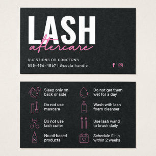 Cartão de Atenção de Extensões Eyelash Preto Premi