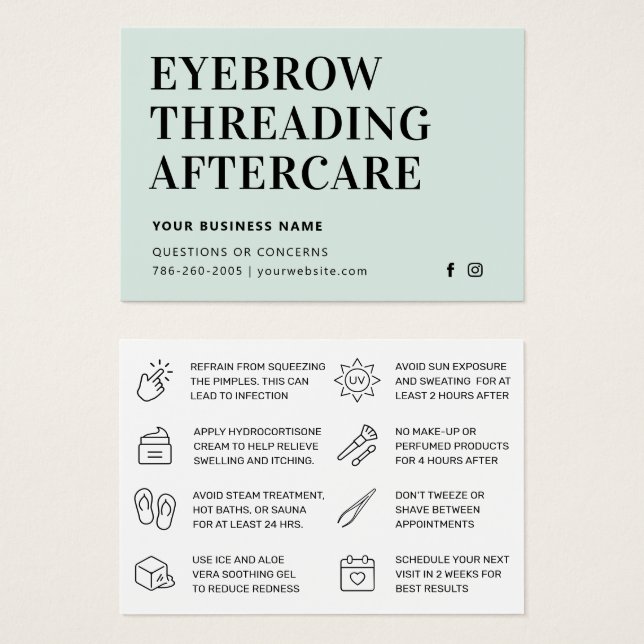 Cartão de Aterrissagem de Threading de Mint Eyebro (Frente & Verso)