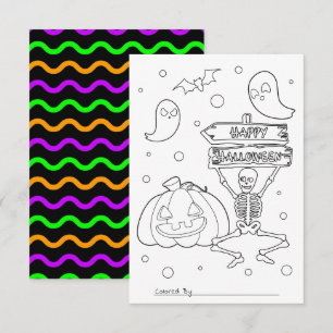 Cartão de Atividade de Coloração do Halloween para