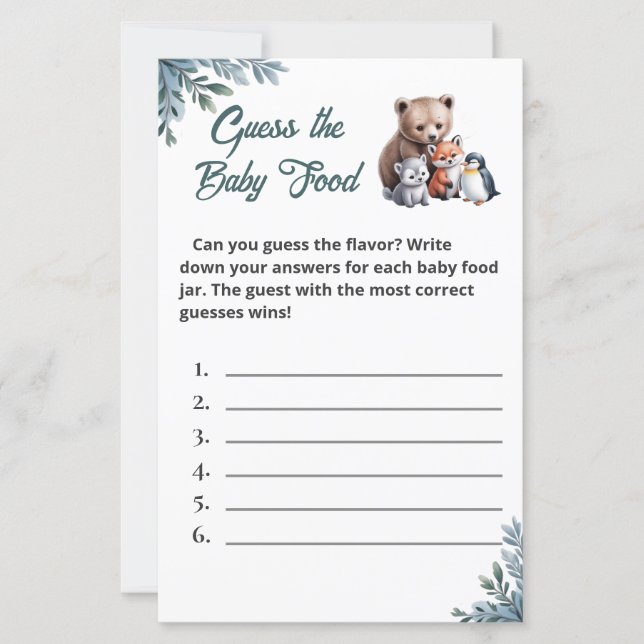 Cartão de Atividade de Comida de Bebê com Floco de (Frente)