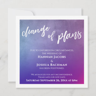 Cartão de Atualização de Casamento Adiado Roxo, Ro